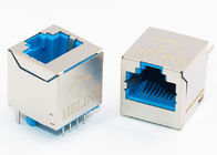 Shielded RJ45 Vertical Mount Blue Housing Customized PIN Length For IP Camera