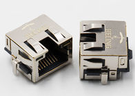Latch Up Shielded Right Angle RJ45 Connector Thru - Hole Mounting With LED Aligned